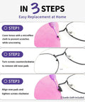 30 Pcs Anti Slip Silicone Nose Pads For Glasses With Hexagon Grip Stops Slide Dead In Its Tracks Keeps Specs Snug On Oily Skin Includes Screwdriver And Cloth For Quick Fixes, featuring replacement steps with instructions.