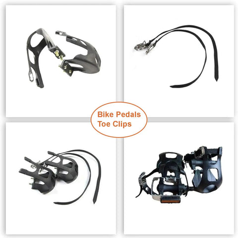 Toe Clip Pedal Cage System For Indoor And Outdoor Bikes, Universal Replacement Clips With Straps, Plastic Bike Pedals