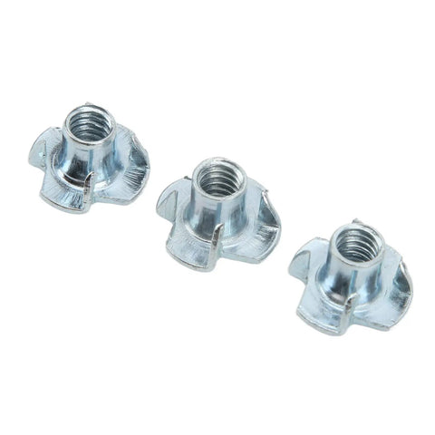 Angle view of 80-Piece Carbon Steel T Nut 4 Prong Tee Blind Nuts Kit For RVs Electronics And Furniture Projects Built Tough