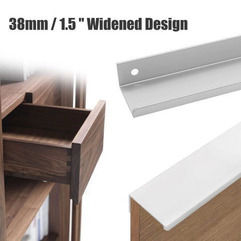 Back Mount Finger Edge Pulls 2 Pack 80mm Aluminum Hidden Handle Concealed Tab Pull on wooden drawer, 38mm widened design