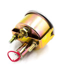 2-inch (52mm) mechanical automotive oil pressure gauge with gold-tone housing and mounting bracket