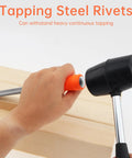 Hand using Real Deal Five Piece Wood Chisel Set With Heavy Duty Steel Hammer Ends on wooden plank for precise tapping.