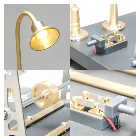 Old School Transmission System Kit For SE Series Mini Workshop Models brass and stainless mechanisms detail of lamp and switch
