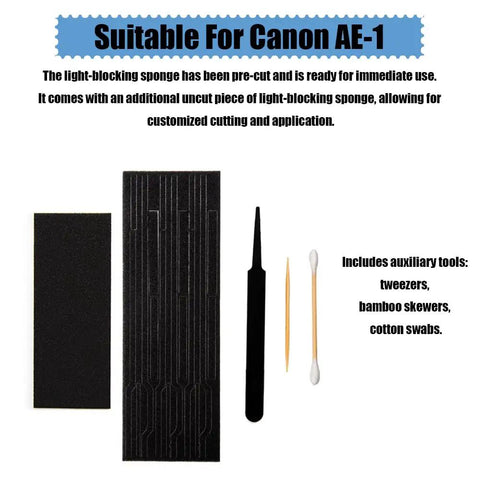 Game Changer Pre Cut Self Adhesive Light Seal Foam Sponge Kit For Canon Ae 1 Film Camera Repair with tools included.
