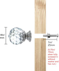 Crystal Knobs Set Six Pack Round Ball 42mm Cabinet Knobs With Screws for installation on wooden surface side view