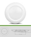 Front view and side dimensions of 20 Pack 4 Inch LED Disk Lights Low Profile Recessed Or Surface Mount Ceiling Lights 10W Over 600 Lumens