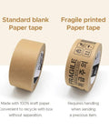 Brown Kraft Paper Tape 2 Inch By 43 Yards With Writable Non Coated Surface For Masking Sealing And Packaging Use Eco Friendly Recyclable And Easy To Tear Workhorse Packing Tape For Moving Shipping And Storage alongside fragile printed version