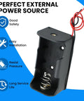 Built Tough D Cell Battery Holder 2 Pack 1.5V external power case with copper contacts and nickel plated springs, black housing.