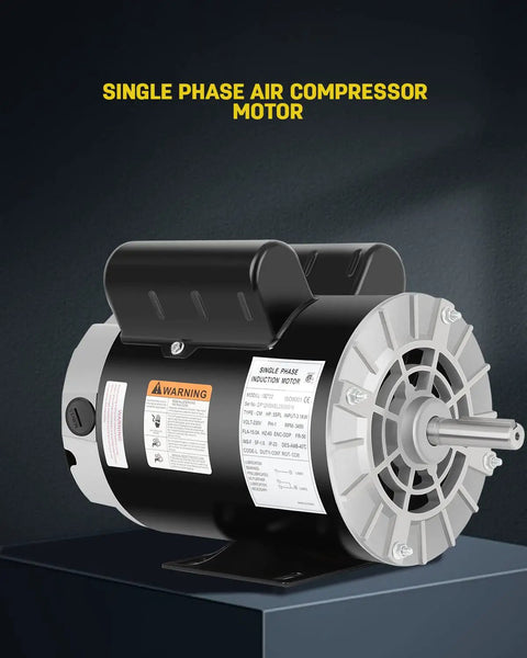 Five Horsepower SPL Air Compressor Motor with 3450 RPM 230 Volt Single Phase 15 Amp 56 Frame in commercial duty setup