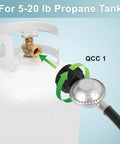 Propane Regulator And Hose 2 Ft With Three Eighths Inch Female Flare Replacement Grill Part Fit For Weber Spirit Genesis Blackstone Griddles Patio Heaters Fire Pits And More connected to propane tank