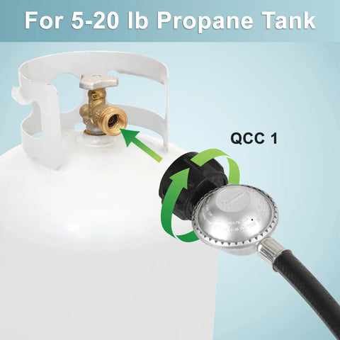 Propane Regulator And Hose 2 Ft With Three Eighths Inch Female Flare Replacement Grill Part Fit For Weber Spirit Genesis Blackstone Griddles Patio Heaters Fire Pits And More connected to propane tank