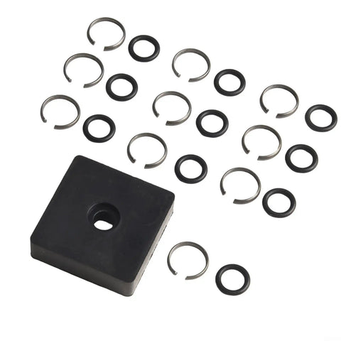 One Half Inch Square Drive Retainer Kit Pro Grade With O Rings Socket Retaining Clip And Anvil Install Tool For Heavy Duty Air Wrench Repair 10 Piece Replacement Set For Shop And Garage displayed with black O-rings and metal clips on a white background.