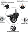 Heavy Duty Two Inch Polyurethane Stem Casters With Smooth Riding Dual Ball Bearings No Fuss Swivel Design Locking Brake Mechanism showing details of locking mechanism.