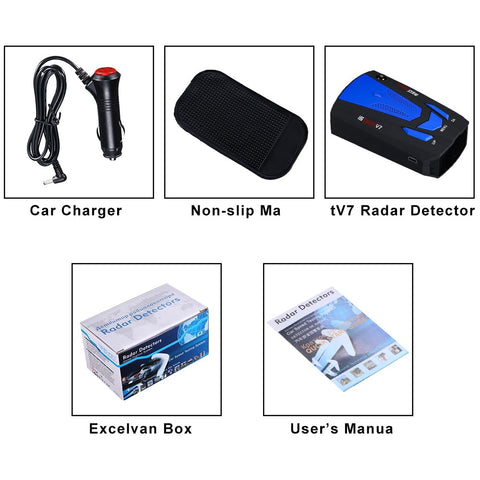 360 Degree Radar Detector With GPS Speed Trap Alerts, 16 Band Voice Warnings, Front Side And Rear Detection Set