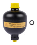 Diaphragm Accumulator 20 Cu In 0.32 L High Pressure 4786 Psi With G1/2 Thread For Hydraulic Systems, black steel body, yellow cap