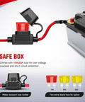 ATV UTV Fan Override Switch Kit With 16AWG Wiring Harness And 5 Pin Rocker Relay showing fuse holder and fuses