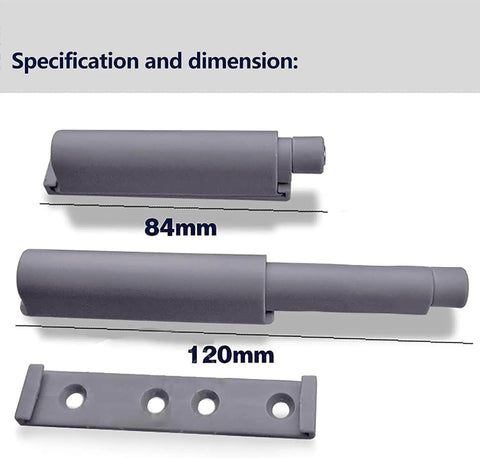 Pro Grade Heavy Duty Stainless Steel Magnetic Push Latch Soft Close Drawer Closer hardware dimensions 84mm and 120mm