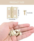 Hand holding Gold Small Hinges Set With Screws For Crafting And Decorative Boxes Metal Hinges 50 Pieces Plus 200 Screws Durable Golden Yellow Finish