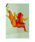 Round Glass Vessel Sink 16.5 Inch Durable Tempered Glass Bathroom Basin With Chrome Drain Koi Fish Design detail view