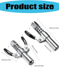 Spring Loaded Grease Coupler With Aluminum Alloy Body Locking Design showing dimensions and dual units, 90mm length