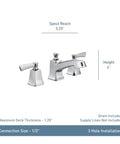 Spot Resist Brushed Nickel Two Handle Widespread Bathroom Sink Faucet With Valve Included and 5.25 inch spout reach