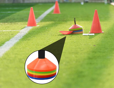 25 Pack Disc Cones With Carry Bag And Holder For Soccer Drills Boundaries Speed Training Obstacles In Five Vivid Colors