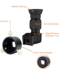 Rock Solid Right Angle Viewfinder With Metal Adapter For Polar Scope, 90 Degree Finder showing rubber eyecup and cold shoe adapter.