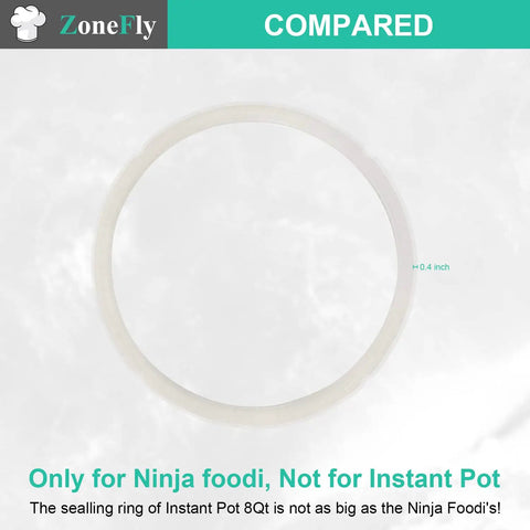 Sealing Ring Silicone Gasket For 6.5 Qt And 8 Qt Pressure Cooker And Air Fryer Replacement BPA Free 2 Pack, shown on white background