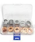 80 Pack Flat Copper Washers Seal Gasket Kit With Storage Box For Sump Drain Plugs And Fasteners Universal Fit Auto Heavy Duty Dang Good Stops Spills Heat Proof Premium Grade Copper Seals For Quick Car Fixes Routine Maintenance On Any Ride Today open organizer with copper and silver washers