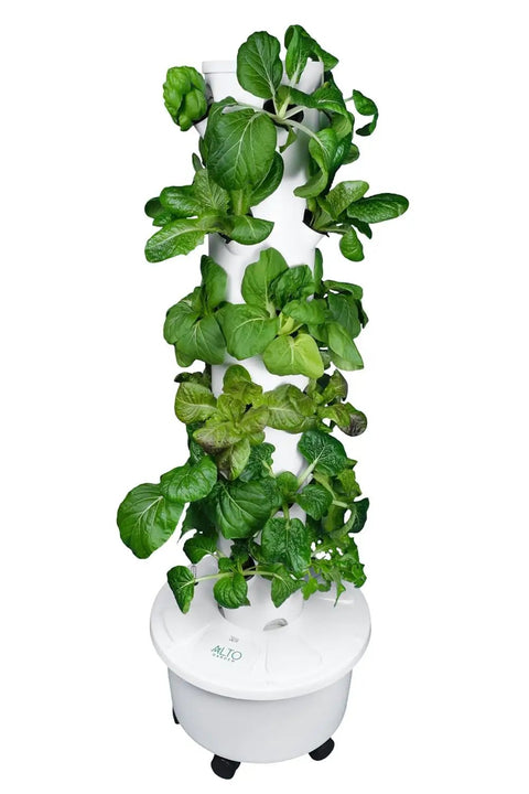 Self Watering Hydroponic Tower For Home Gardens, Vertical Planter System Kit With 24 Net Pots, Food Grade Construction, 360 Degree All Around Walls