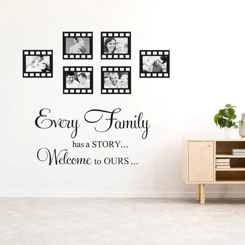 Circle Family Wall Decals 12 Piece Photo Frame Set Cozy Living Room Vibe Our Family Is A Circle And Every Family Has A Story Black Wall Art
