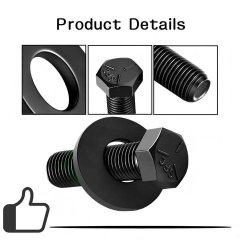 Replacement Blade Bolt And Washer Kit 3 Pack For Lawn Mower Decks, DIY Ready OEM Quality Hardware, Easy Install, Compatible With Toro Exmark TimeMaster Recycler Mowers, Durable Spare Parts Set For Quick Reliable Cut, black bolt and washer close-up