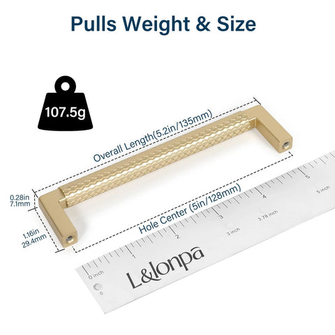 10 Pack Solid Zinc Alloy 5 Inch Center To Center Slim Square Bar Cabinet And Drawer Handles Gold Knurled Dresser Pulls size guide