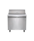 Commercial 7.6 Cu Foot Sandwich Salad Prep Table Refrigerator In Stainless Steel With Smart Digital Controls, front view.