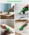 Cordless Cardboard Cutter With Rechargeable 4V Motor Electric Box Cutter Includes 2 Blades Safety Lock And LED Light slicing materials.