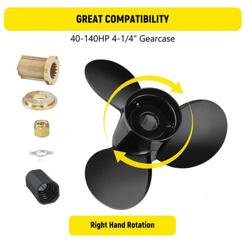 Aluminum Boat Propeller 12 and Three Quarter Inch Diameter 21 Pitch 3 Blades Right Hand Rotation 15 Spline Backup