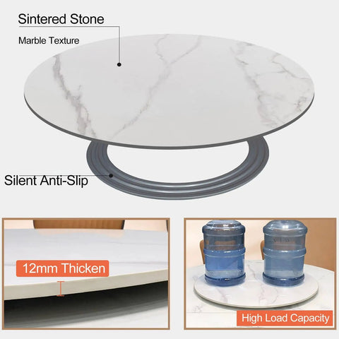 Marble Lazy Susan Turntable For Kitchen And Dining Countertop Organizer Sintered Stone Rotating Serving Tray 360 Degree Spin Easy To Clean Brown 40 Inch with silent anti-slip base and high load capacity