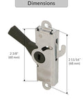 Front view of Heavy Duty Steel Housing With Black Plastic Latch For Patio Sliding Doors Non Handed Handle Set Diecast.