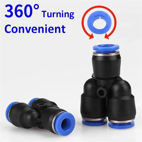 Cool 100 Pc Pneumatic Push To Connect Pipe Fittings Kit With Quick Air Hose Connector Set For Compressors And Tools In Black Blue Design Perfect For Pro Jobs, 360° swivel fitting