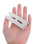 Metal component from Metal Bench Dog And Hold Down Clamps Four Piece Set for precise wood positioning and securing, shown in hand.