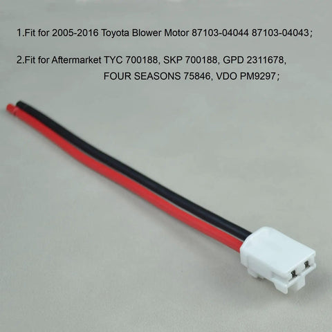 Toyota Tacoma Blower Motor Connector Harness With 12 Gauge Wire, 6 Inch Plug And Play Replacement Kit For 2005-2016 Models