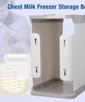 Big Capacity Breast Milk Storage Containers With First In First Out System, removable freezer organizer tray, and metal freezer plate.