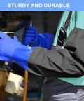 Heavy Duty 25 Inch PVC Chemical Resistant Waterproof Gloves For Chemical And Acid Work Long Rubber Safety Gloves Reusable Durable Blue Large Size Built For Pro Jobs