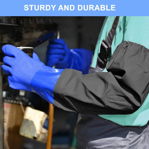Heavy Duty 25 Inch PVC Chemical Resistant Waterproof Gloves For Chemical And Acid Work Long Rubber Safety Gloves Reusable Durable Blue Large Size Built For Pro Jobs