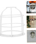 Heavy Duty Wire Lamp Shade And Bulb Guard Cage, durable white wire protective fixture for outdoor pendant lights.