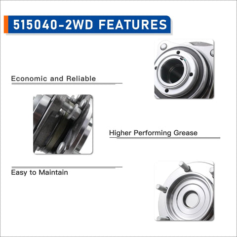 2WD Front Wheel Bearing and Hub Assembly with ABS features, economic and reliable, higher performing grease, easy to maintain
