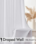 White Privacy Sheer Curtains Let Light In Semi Sheer Window Drapes for Living Room and Bedroom on a table, 52x54 inches, 2 panels set