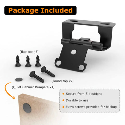 10 Pack Half Inch Overlay Self Closing Cabinet Hinges with screws and bumpers in matte black finish