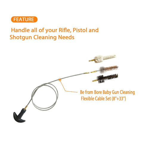 AR Chamber Cleaning Kit Six Pack Pro Grade Brush Set With Bronze Nylon And Mop For 223 Caliber And 5.56 AR15 Chambers 8 32 Threads Fast Easy Bore Maintenance And Safe Gas System Cleaning For Efficient AR Cleaning And Long Lasting Chamber Care. Flexible cable gun cleaning set with mop and brushes