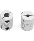 Two Befenybay aluminum shaft couplings, 25 mm long, 20 mm dia, 5–8 mm bore for stepper motors (3D printers/CNC).